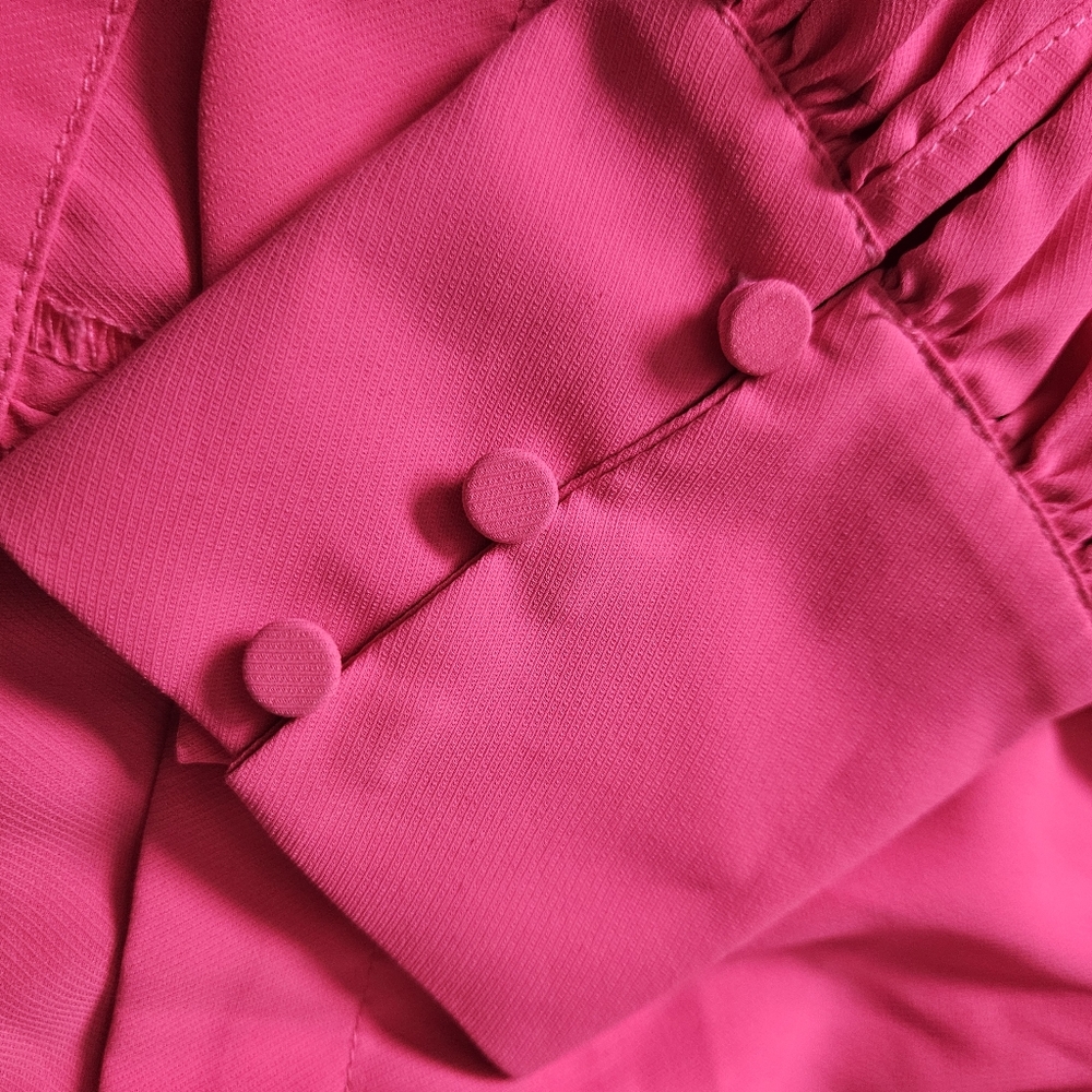 Marled neon pink small womens blouse dress long sleeve proffessional work attire - Picture 4 of 6